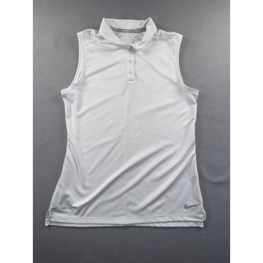 Nike Golf Women's Dri Fit Sleeveless Polo Shirt White Medium